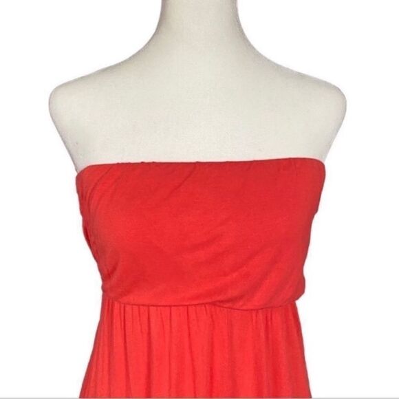 Love Culture Orange & Tan Chevron Color Block Strapless Maxi Summer Dress Medium - Picture 5 of 10